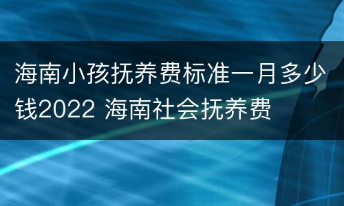海南小孩抚养费标准一月多少钱2022 海南社会抚养费