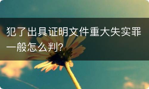 犯了出具证明文件重大失实罪一般怎么判？