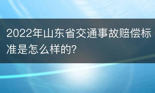 2022年山东省交通事故赔偿标准是怎么样的？