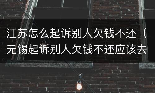 江苏怎么起诉别人欠钱不还（无锡起诉别人欠钱不还应该去哪个法院）