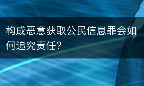 构成恶意获取公民信息罪会如何追究责任?