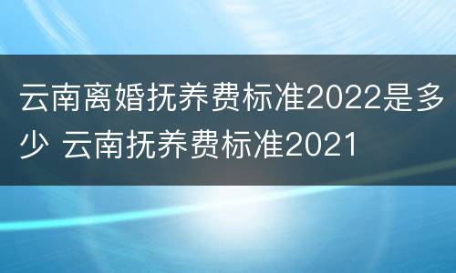云南离婚抚养费标准2022是多少 云南抚养费标准2021