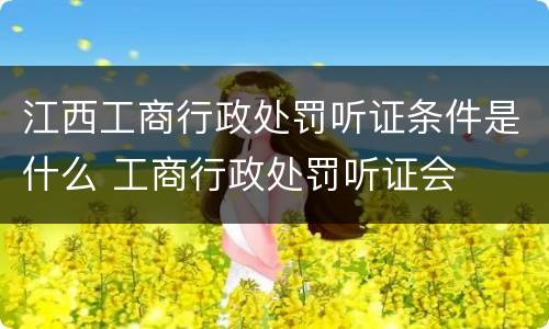 江西工商行政处罚听证条件是什么 工商行政处罚听证会