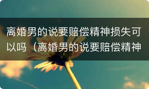 离婚男的说要赔偿精神损失可以吗（离婚男的说要赔偿精神损失可以吗怎么回答）