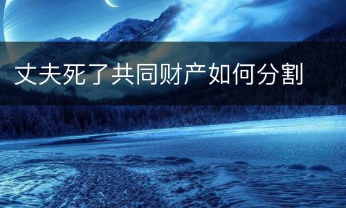 丈夫死了共同财产如何分割