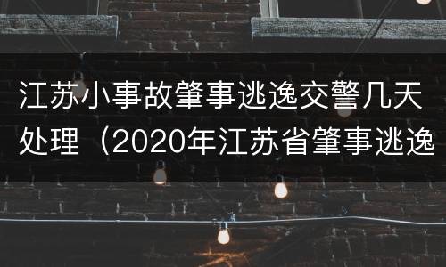 江苏小事故肇事逃逸交警几天处理（2020年江苏省肇事逃逸）