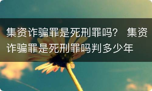 集资诈骗罪是死刑罪吗？ 集资诈骗罪是死刑罪吗判多少年
