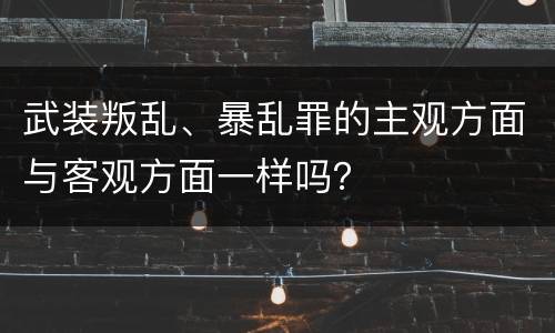 武装叛乱、暴乱罪的主观方面与客观方面一样吗？