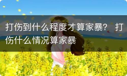 打伤到什么程度才算家暴？ 打伤什么情况算家暴