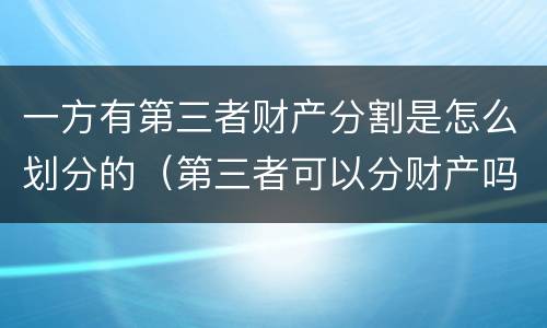一方有第三者财产分割是怎么划分的（第三者可以分财产吗）