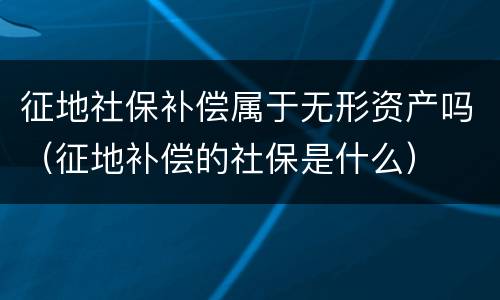 征地社保补偿属于无形资产吗（征地补偿的社保是什么）