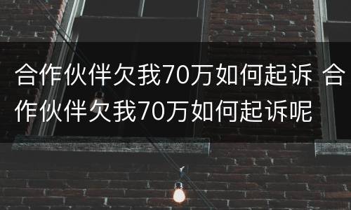 合作伙伴欠我70万如何起诉 合作伙伴欠我70万如何起诉呢
