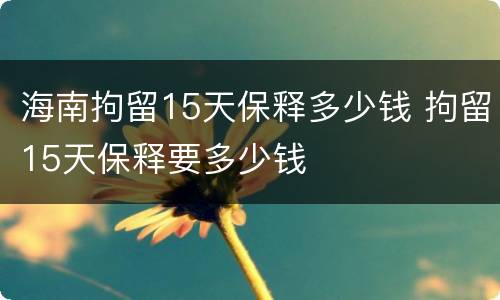 海南拘留15天保释多少钱 拘留15天保释要多少钱