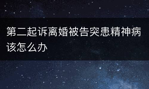 第二起诉离婚被告突患精神病该怎么办