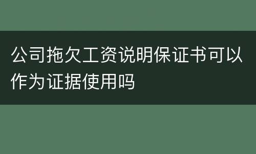 公司拖欠工资说明保证书可以作为证据使用吗