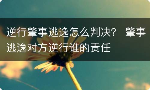 逆行肇事逃逸怎么判决？ 肇事逃逸对方逆行谁的责任