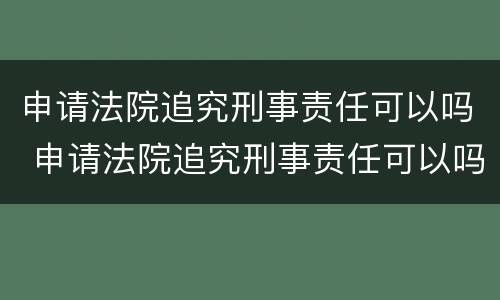 申请法院追究刑事责任可以吗 申请法院追究刑事责任可以吗