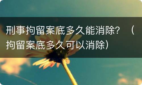 刑事拘留案底多久能消除？（拘留案底多久可以消除）