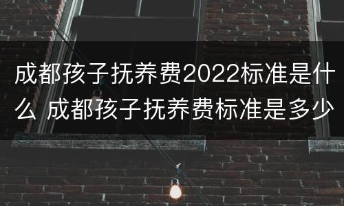 成都孩子抚养费2022标准是什么 成都孩子抚养费标准是多少