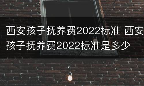 西安孩子抚养费2022标准 西安孩子抚养费2022标准是多少