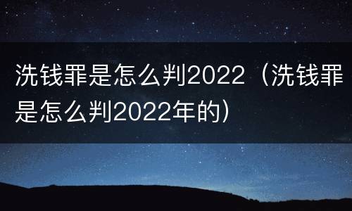 洗钱罪是怎么判2022（洗钱罪是怎么判2022年的）