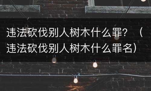 违法砍伐别人树木什么罪？（违法砍伐别人树木什么罪名）