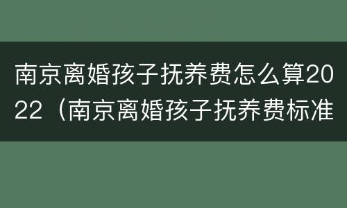 南京离婚孩子抚养费怎么算2022（南京离婚孩子抚养费标准）