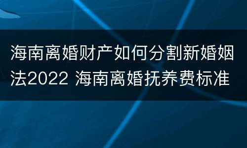 海南离婚财产如何分割新婚姻法2022 海南离婚抚养费标准