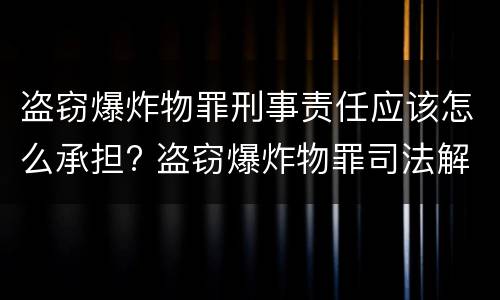 盗窃爆炸物罪刑事责任应该怎么承担? 盗窃爆炸物罪司法解释