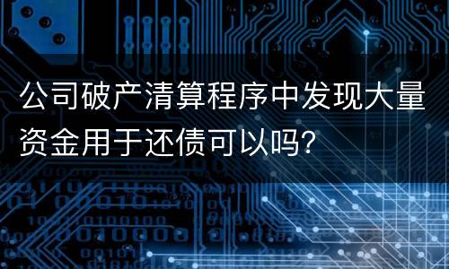 公司破产清算程序中发现大量资金用于还债可以吗？