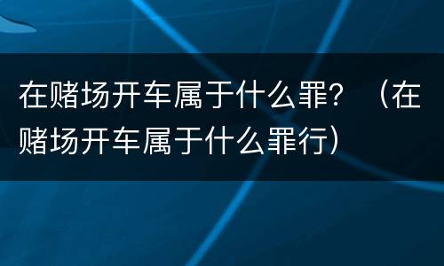在赌场开车属于什么罪？（在赌场开车属于什么罪行）