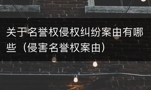 关于名誉权侵权纠纷案由有哪些（侵害名誉权案由）