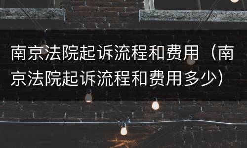 南京法院起诉流程和费用（南京法院起诉流程和费用多少）