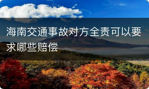 海南交通事故对方全责可以要求哪些赔偿