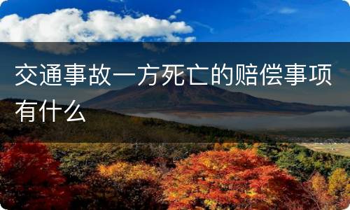 交通事故一方死亡的赔偿事项有什么