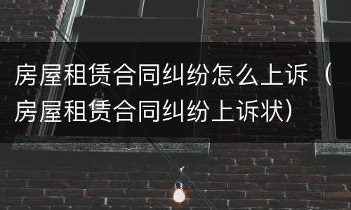 房屋租赁合同纠纷怎么上诉（房屋租赁合同纠纷上诉状）