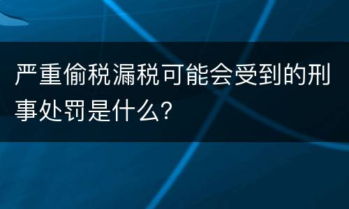 严重偷税漏税可能会受到的刑事处罚是什么？