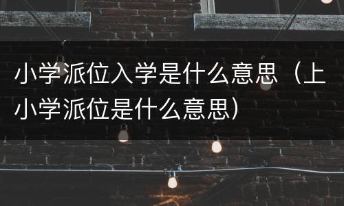小学派位入学是什么意思（上小学派位是什么意思）