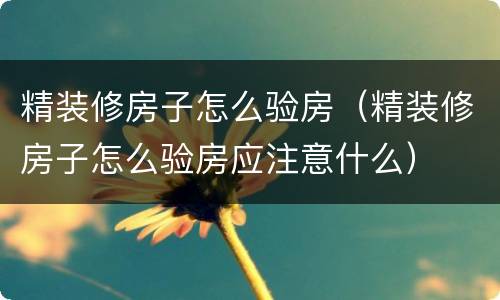 精装修房子怎么验房（精装修房子怎么验房应注意什么）