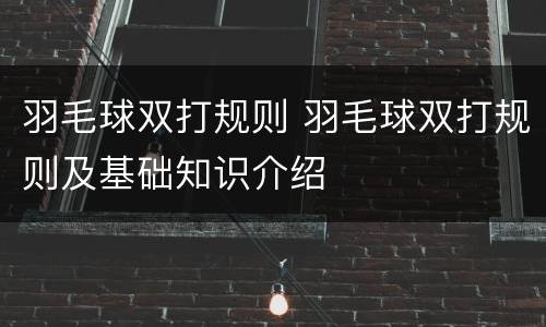 羽毛球双打规则 羽毛球双打规则及基础知识介绍