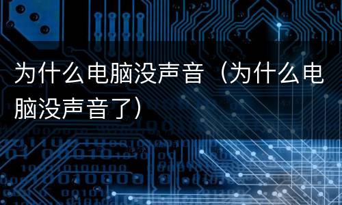 为什么电脑没声音（为什么电脑没声音了）