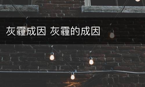 灰霾成因 灰霾的成因