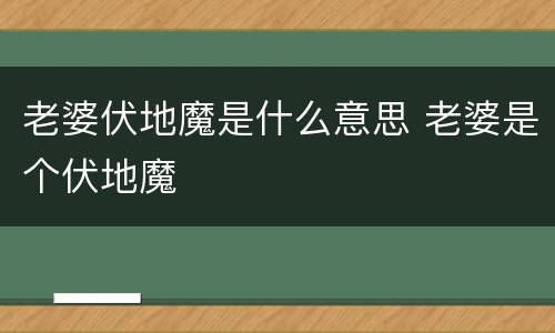 老婆伏地魔是什么意思 老婆是个伏地魔