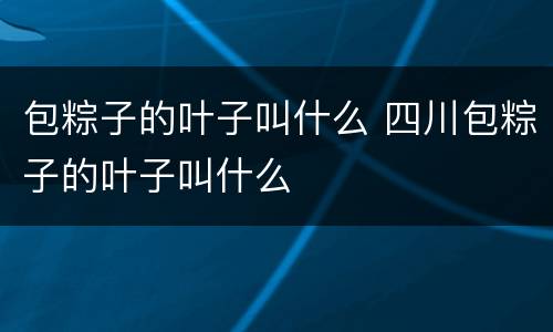 包粽子的叶子叫什么 四川包粽子的叶子叫什么