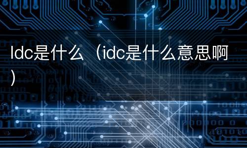 Idc是什么（idc是什么意思啊）