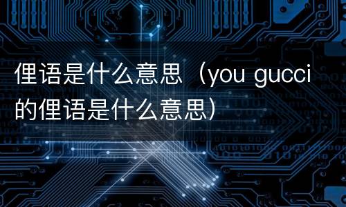 俚语是什么意思（you gucci 的俚语是什么意思）