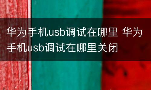 华为手机usb调试在哪里 华为手机usb调试在哪里关闭