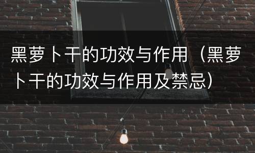 黑萝卜干的功效与作用（黑萝卜干的功效与作用及禁忌）