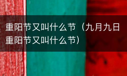 重阳节又叫什么节（九月九日重阳节又叫什么节）