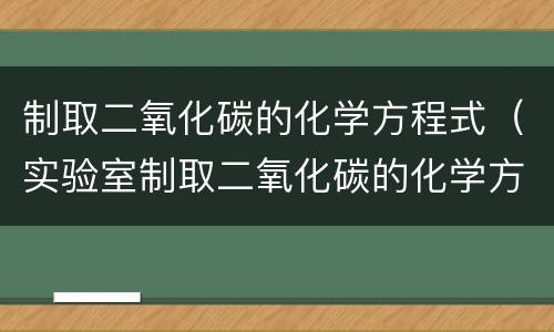 制取二氧化碳的化学方程式（实验室制取二氧化碳的化学方程式）